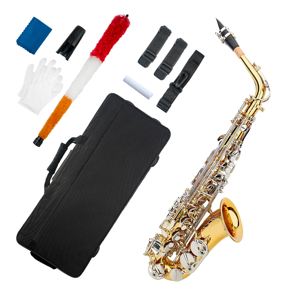 NAOMI Eb Alto Saxophone Brass Gold Lacquer E Flat Alto Sax Woodwind Instrument