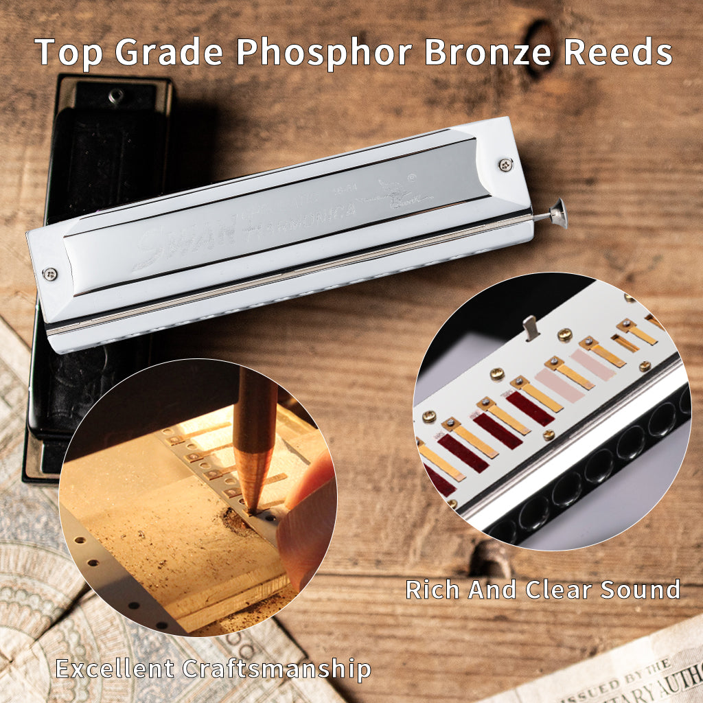 NAOMI SWAN 16 Hole 64 Tone Chromatic Harmonica C Tone Harmonica SW1664 Model