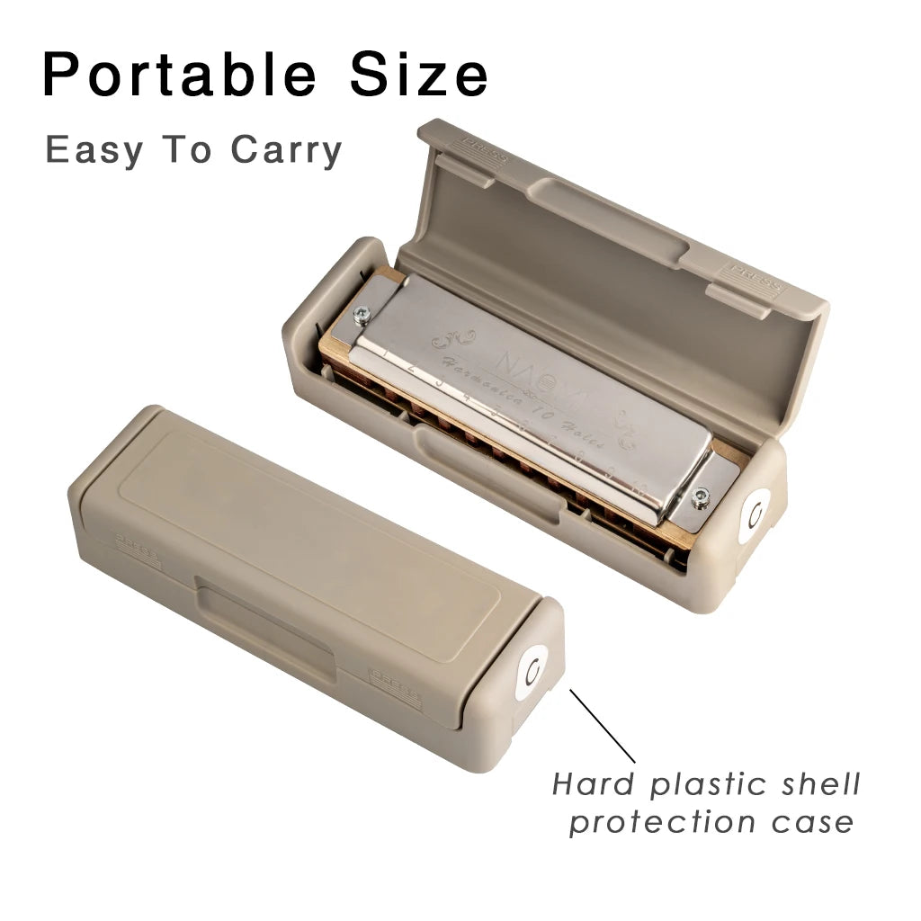 NAOMI 10 Holes Blues Harmonica Rosewood Comb Brass Reed Diatonic Harmonica In Key Of C