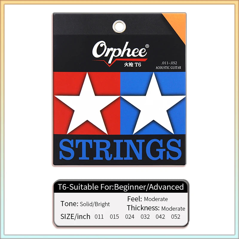 NAOMI Orphee Fire Lock Series T5/T6/T7 Acoustic Guitar Strings Nano Double-Coated Anti Rust Bright Tone High Level Guitar String