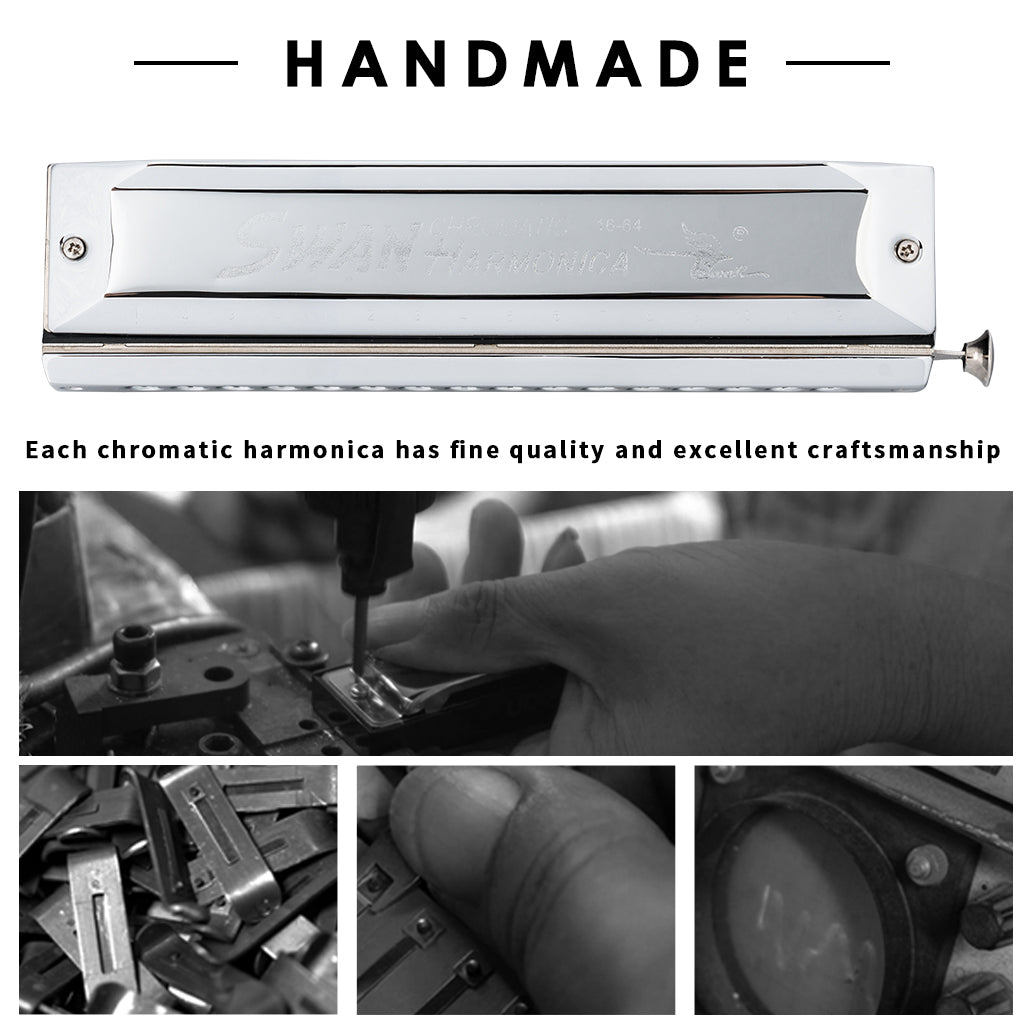NAOMI SWAN 16 Hole 64 Tone Chromatic Harmonica C Tone Harmonica SW1664 Model